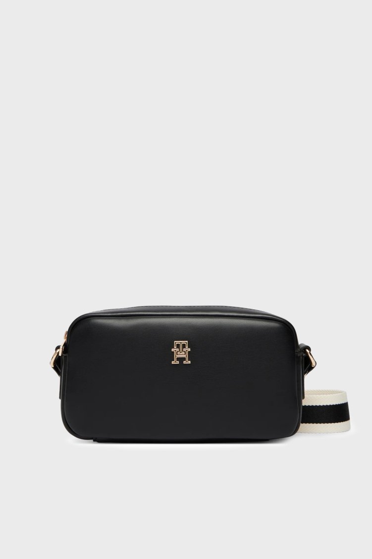 Tommy Hilfiger Logolu Ayarlanabilir Askılı Kadın Çanta AW0AW18370 BDS SİYAH - Tommy Hilfiger