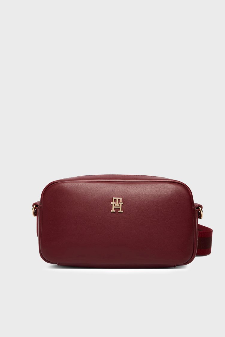 Tommy Hilfiger Logolu Ayarlanabilir Askılı Kadın Çanta AW0AW18370 GNE BORDO - Tommy Hilfiger