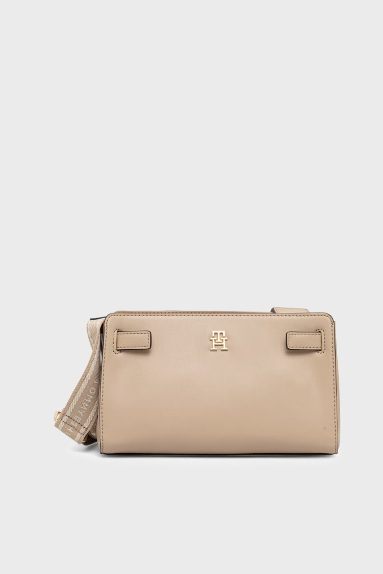 Tommy Hilfiger Logolu Ayarlanabilir Askılı Kadın Çanta AW0AW19065 ACC Bej - Tommy Hilfiger