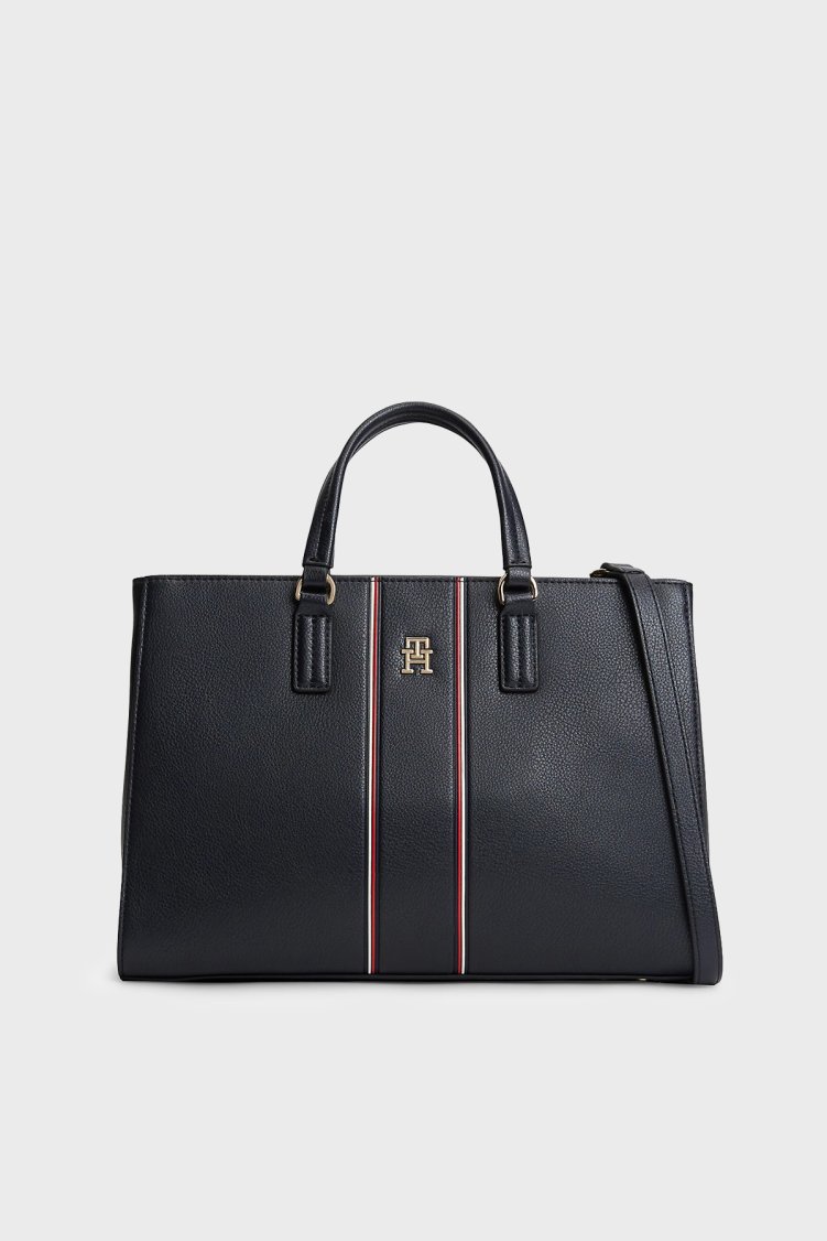 Tommy Hilfiger Logolu Çıkarılabilir Askılı Kadın Çanta AW0AW18644 DW6 LACİVERT - Tommy Hilfiger