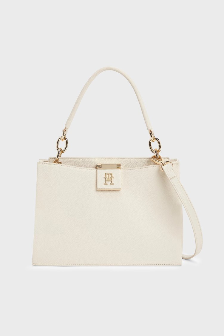 Tommy Hilfiger Logolu Çıkarılabilir Askılı Kadın Çanta AW0AW17191 AEO BEJ - Tommy Hilfiger