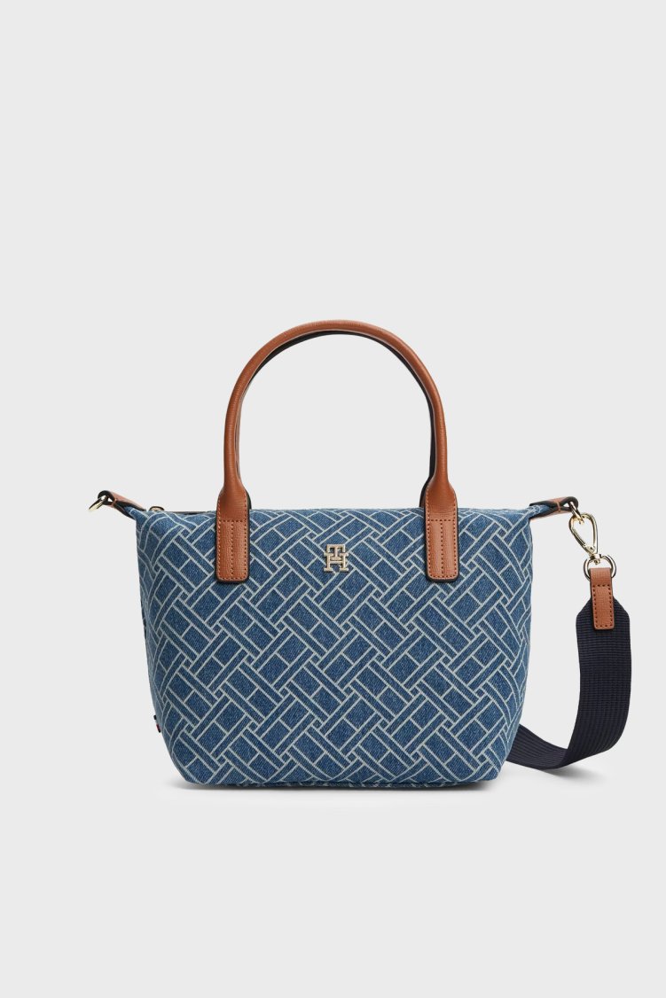 Tommy Hilfiger Logolu Çıkarılabilir Askılı Kadın Çanta AW0AW18612 0GY MAVİ - Tommy Hilfiger