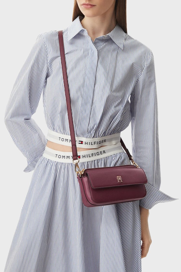 Tommy Hilfiger Logolu Çıkarılabilir Askılı Kadın Çanta AW0AW18721 GNE Bordo - Tommy Hilfiger (1)