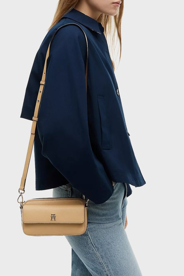 Tommy Hilfiger Logolu Çıkarılabilir Askılı Kadın Çanta AW0AW18721 RBL Koyu bej - Tommy Hilfiger (1)