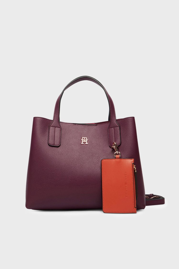 Tommy Hilfiger Logolu Çıkarılabilir Askılı Kadın Çanta AW0AW18722 GNE Bordo - Tommy Hilfiger