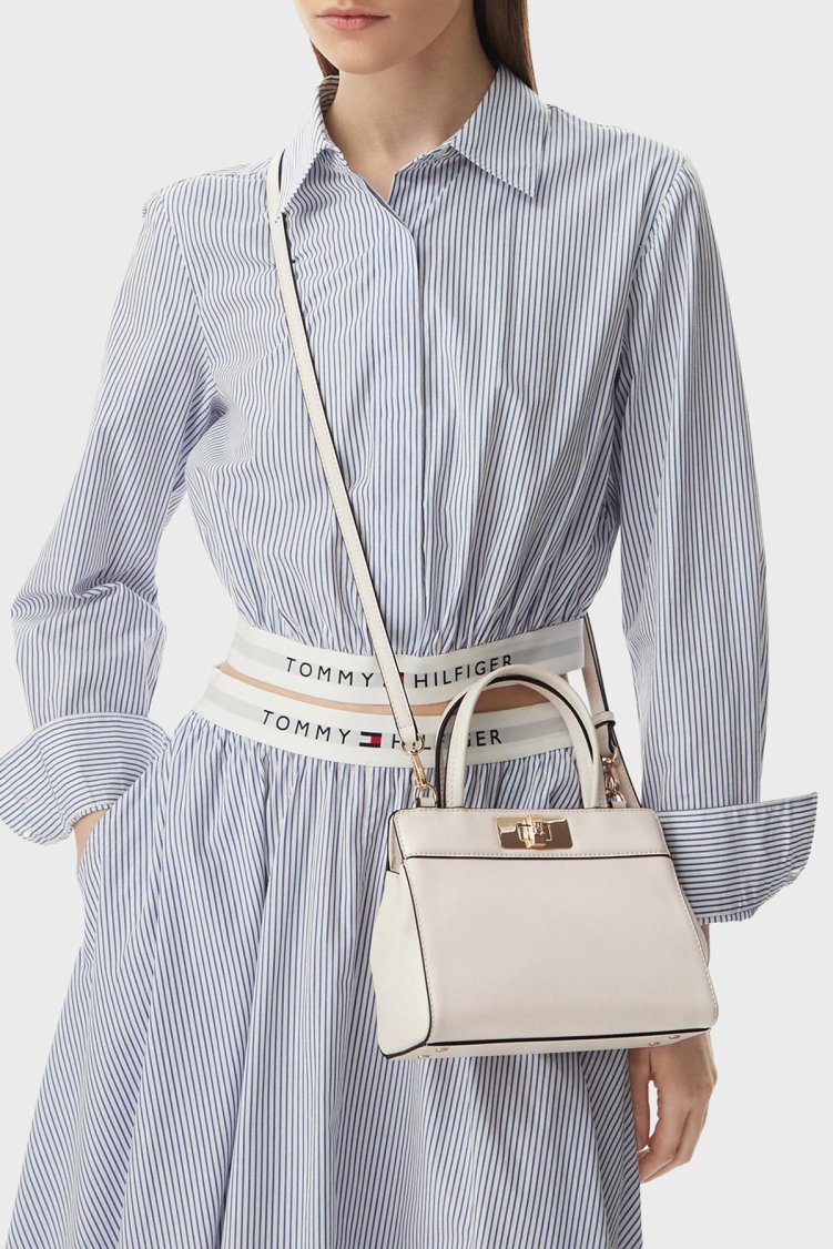 Tommy Hilfiger Logolu Çıkarılabilir Askılı Kadın Çanta AW0AW18726 AEO Bej - Tommy Hilfiger (1)
