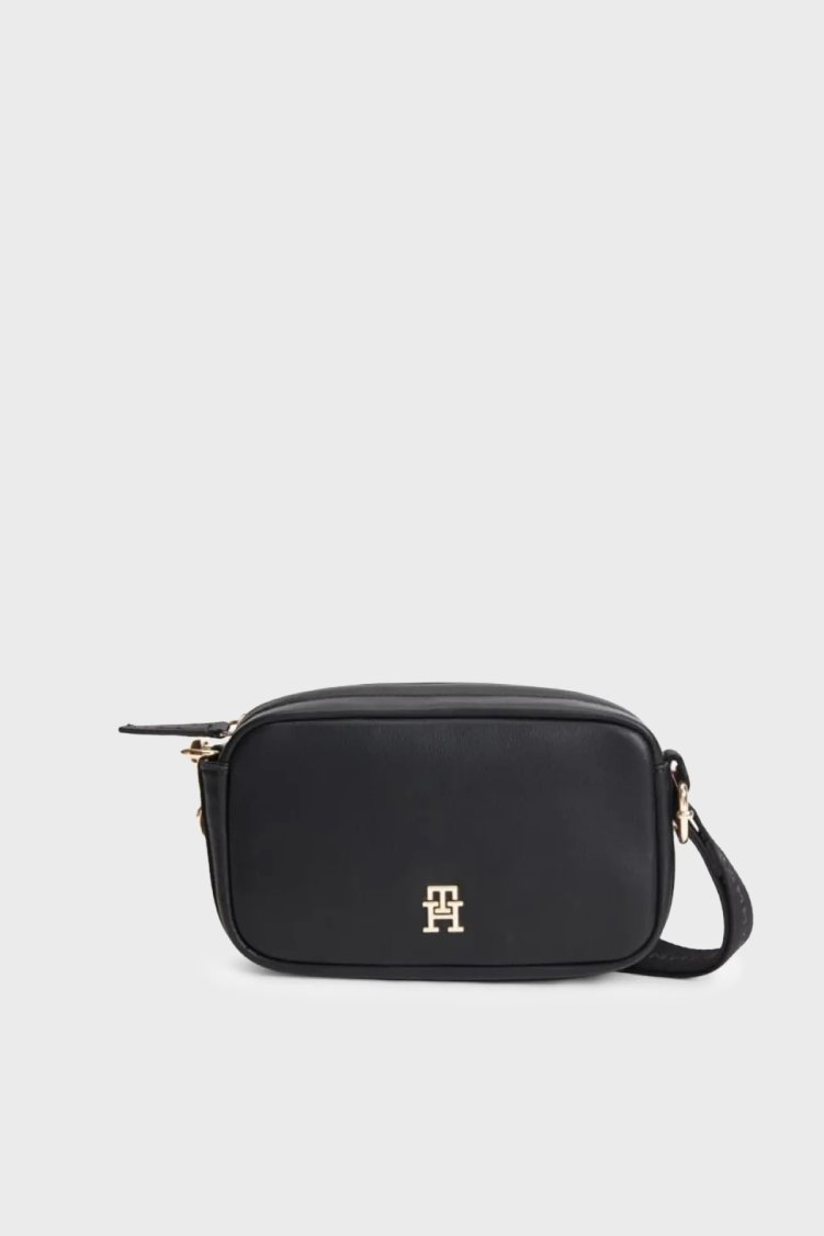 Tommy Hilfiger Logolu Çıkarılabilir Askılı Kadın Çanta AW0AW18741 BDS Siyah - Tommy Hilfiger