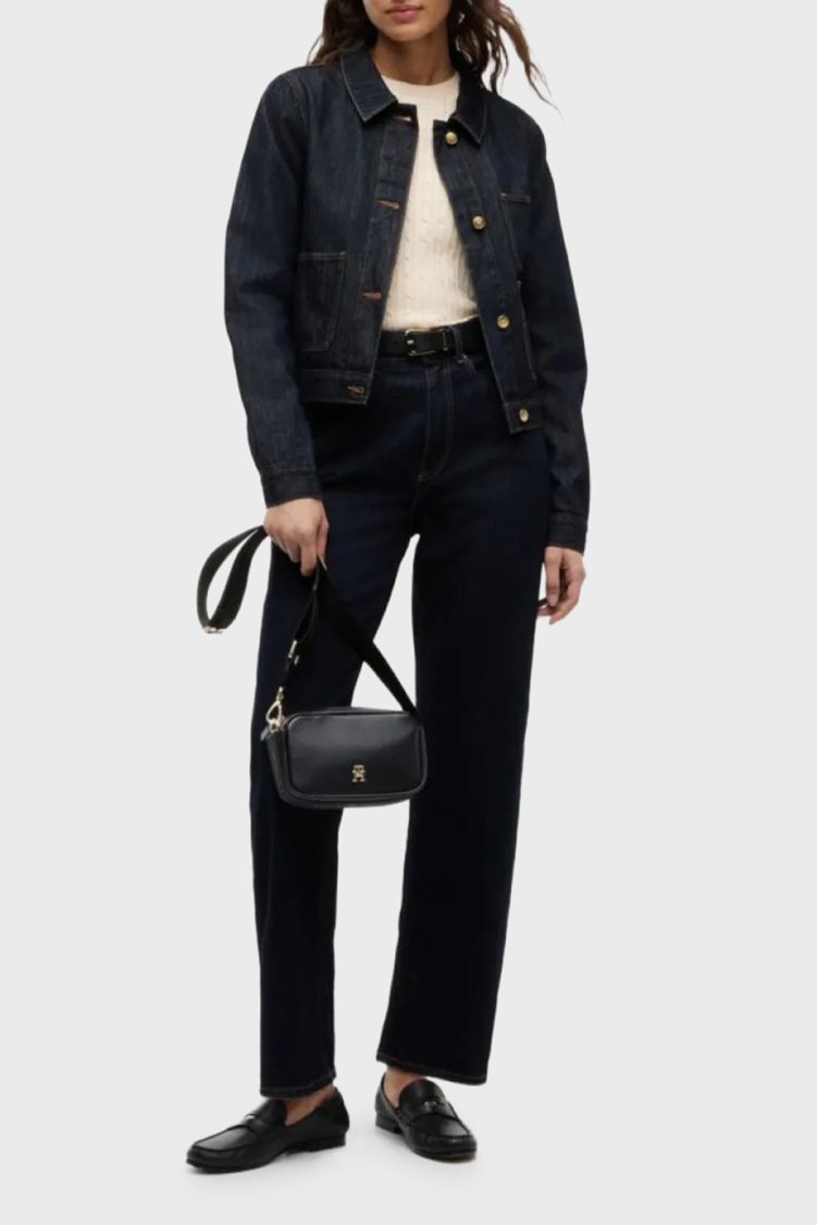 Tommy Hilfiger Logolu Çıkarılabilir Askılı Kadın Çanta AW0AW18741 BDS Siyah - Tommy Hilfiger (1)