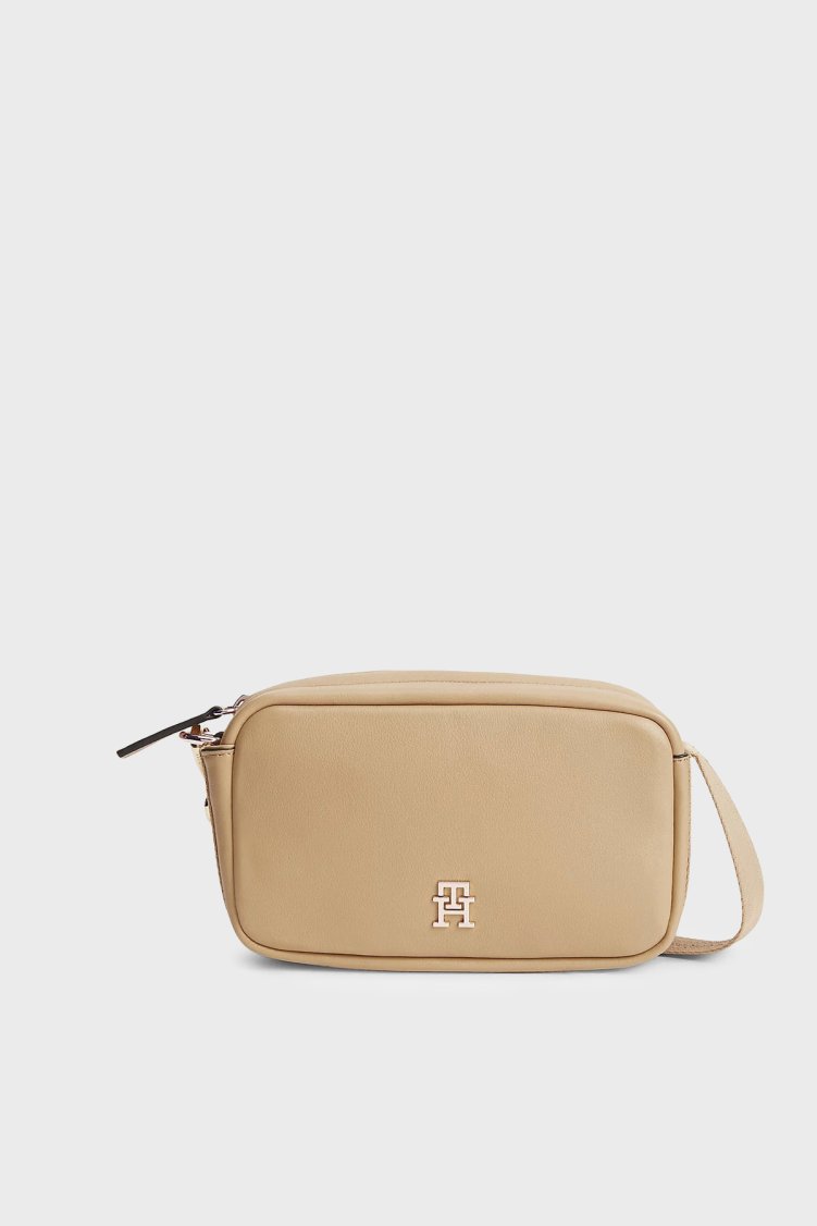 Tommy Hilfiger Logolu Çıkarılabilir Askılı Kadın Çanta AW0AW18741 RBL Koyu bej - Tommy Hilfiger