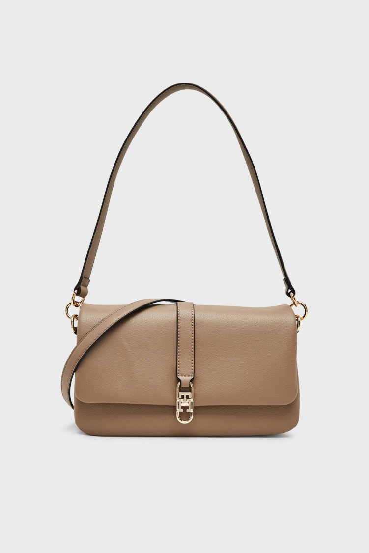 Tommy Hilfiger Logolu Çıkarılabilir Askılı Kadın Çanta AW0AW19195 R06 Açık kahve - Tommy Hilfiger