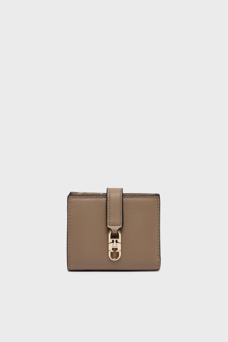 Tommy Hilfiger Logolu Çıtçıtlı ve Fermuarlı Kadın Cüzdan AW0AW18934 R06 Açık kahve - Tommy Hilfiger