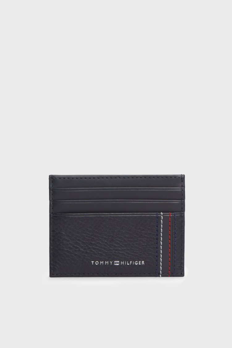 Tommy Hilfiger Logolu Deri Erkek Kartlık AM0AM14228 DW6 LACİVERT - Tommy Hilfiger