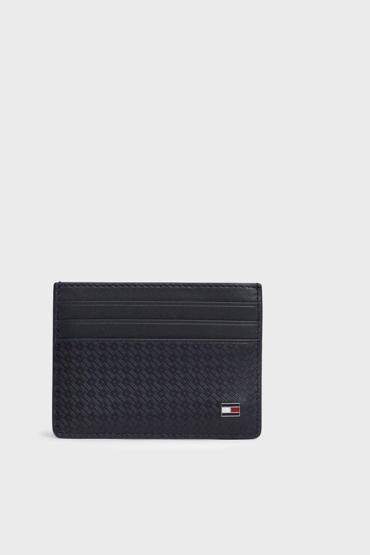 Tommy Hilfiger Logolu Deri Erkek Kartlık AM0AM14240 DW6 LACİVERT - Tommy Hilfiger