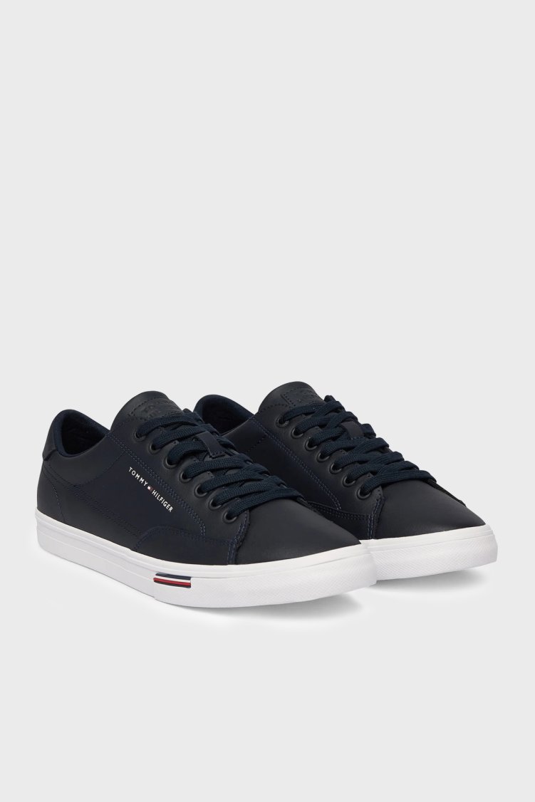 Tommy Hilfiger Logolu Deri Karışımlı Sneaker Erkek Ayakkabı FM0FM05814 DW5 LACİVERT - Tommy Hilfiger (1)
