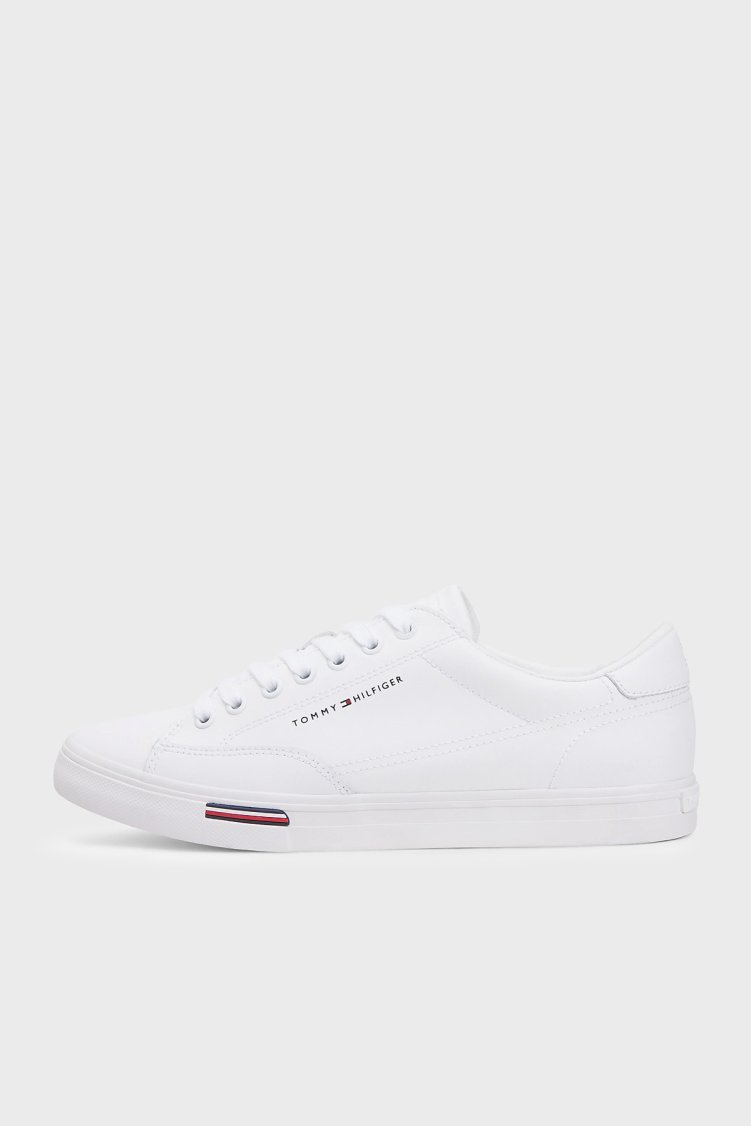 Tommy Hilfiger Logolu Deri Sneaker Erkek Ayakkabı FM0FM05814 YBS BEYAZ - Tommy Hilfiger (1)