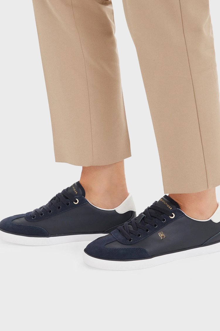 Tommy Hilfiger Logolu Deri Sneaker Kadın Ayakkabı FW0FW09391 DW6 Lacivert - Tommy Hilfiger (1)