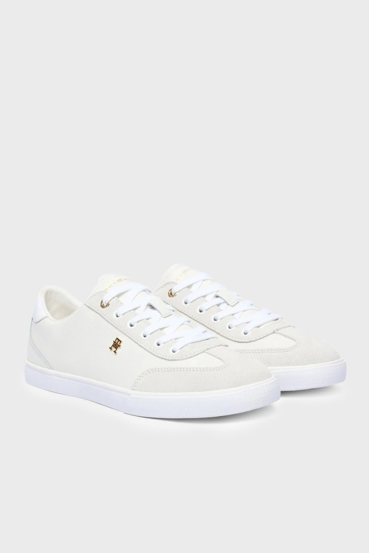 Tommy Hilfiger Logolu Deri Sneaker Kadın Ayakkabı FW0FW09391 YBL Beyaz - Tommy Hilfiger (1)