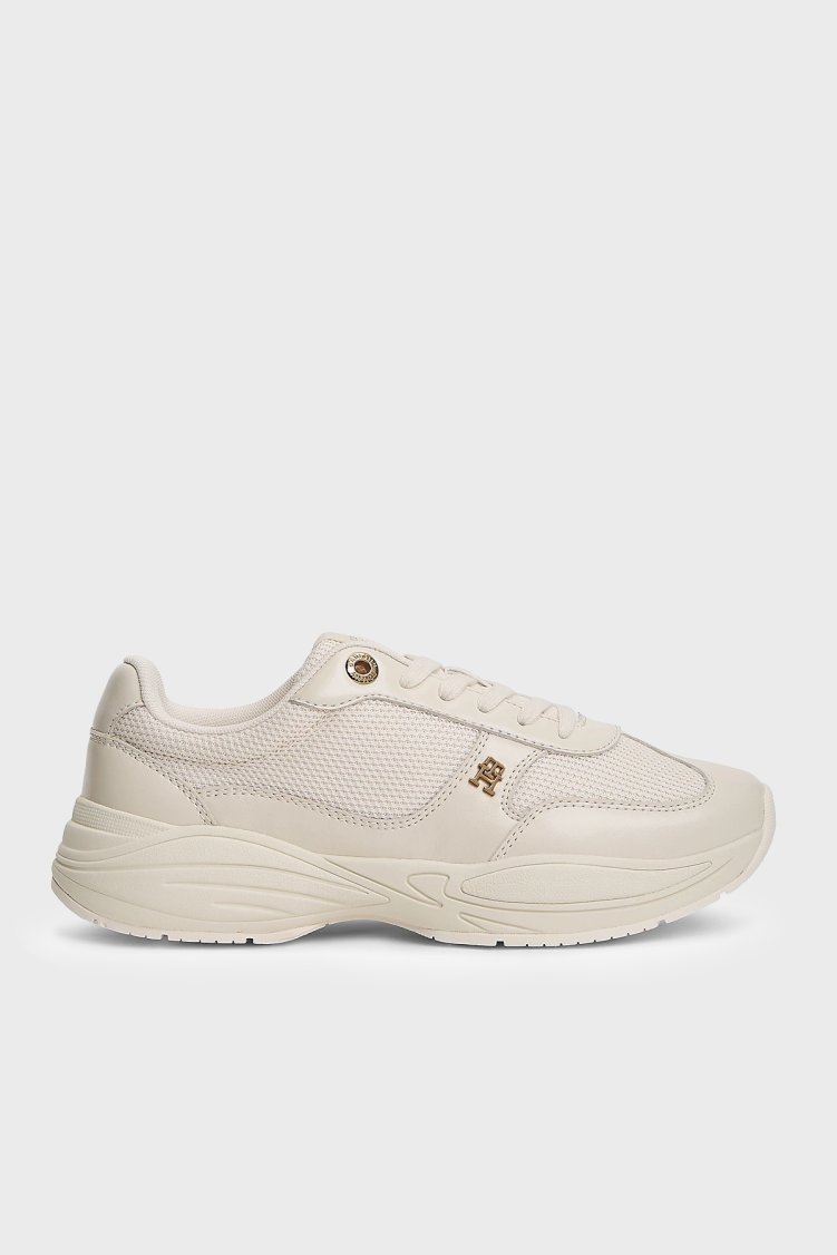 Tommy Hilfiger Logolu Deri Sneaker Kadın Ayakkabı FW0FW09413 AEO Bej - Tommy Hilfiger