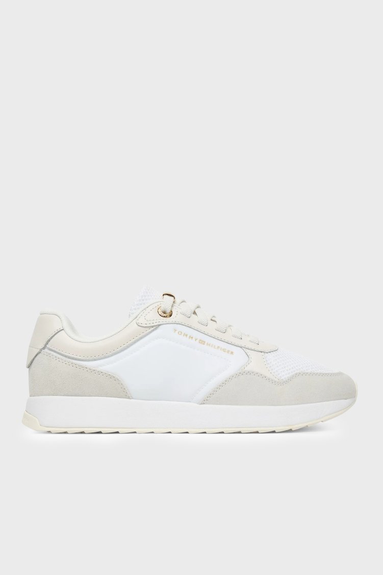 Tommy Hilfiger Logolu Deri Sneaker Kadın Ayakkabı FW0FW09465 YBS BEYAZ - Tommy Hilfiger