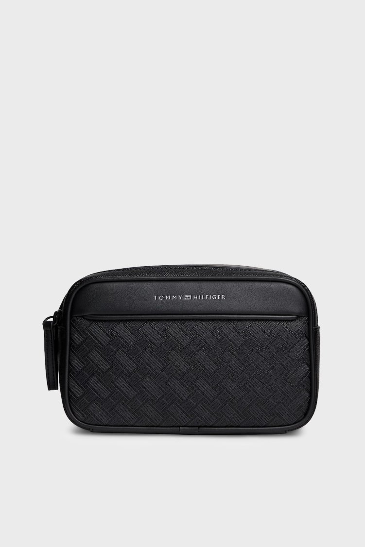 Tommy Hilfiger Logolu Fermuarlı Aksesuar Erkek Çanta AM0AM14828 BDS Siyah - Tommy Hilfiger