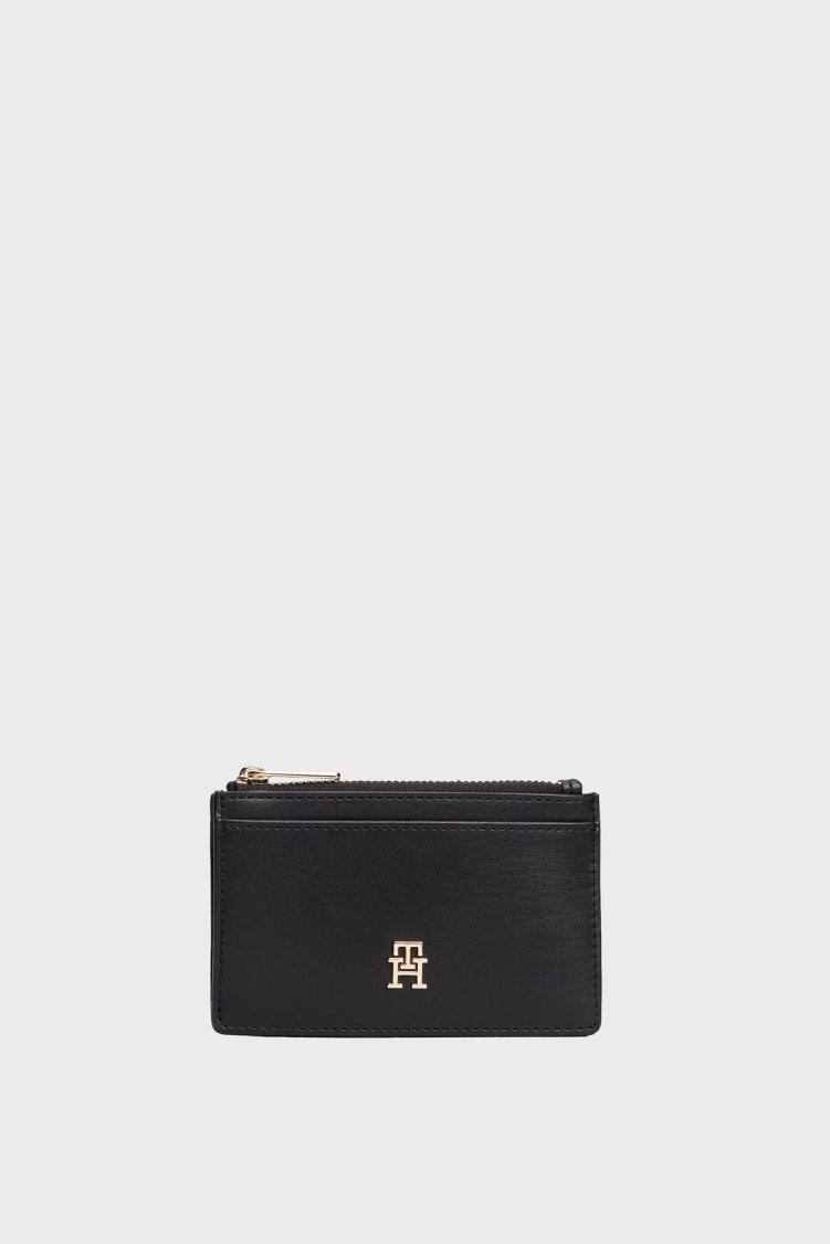 Tommy Hilfiger Logolu Fermuarlı Kadın Kartlık AW0AW17735 BDS SİYAH - Tommy Hilfiger