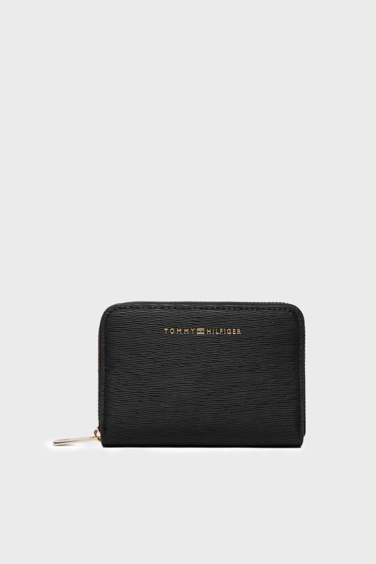 Tommy Hilfiger Logolu Fermuarlı Kadın Cüzdan AW0AW18487 BDS SİYAH - Tommy Hilfiger