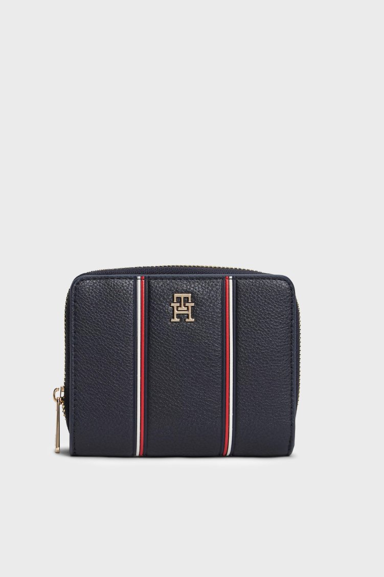 Tommy Hilfiger Logolu Fermuarlı Kadın Cüzdan AW0AW18653 DW6 LACİVERT - Tommy Hilfiger