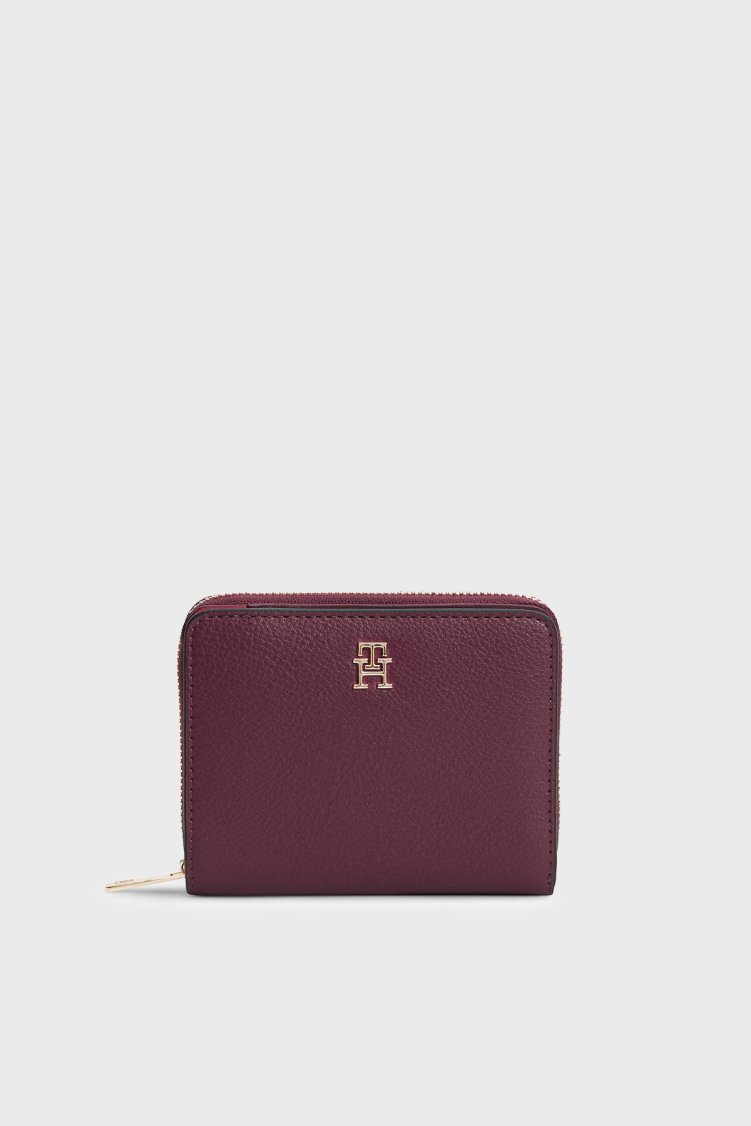 Tommy Hilfiger Logolu Fermuarlı Kadın Cüzdan AW0AW18758 GNE Bordo - Tommy Hilfiger