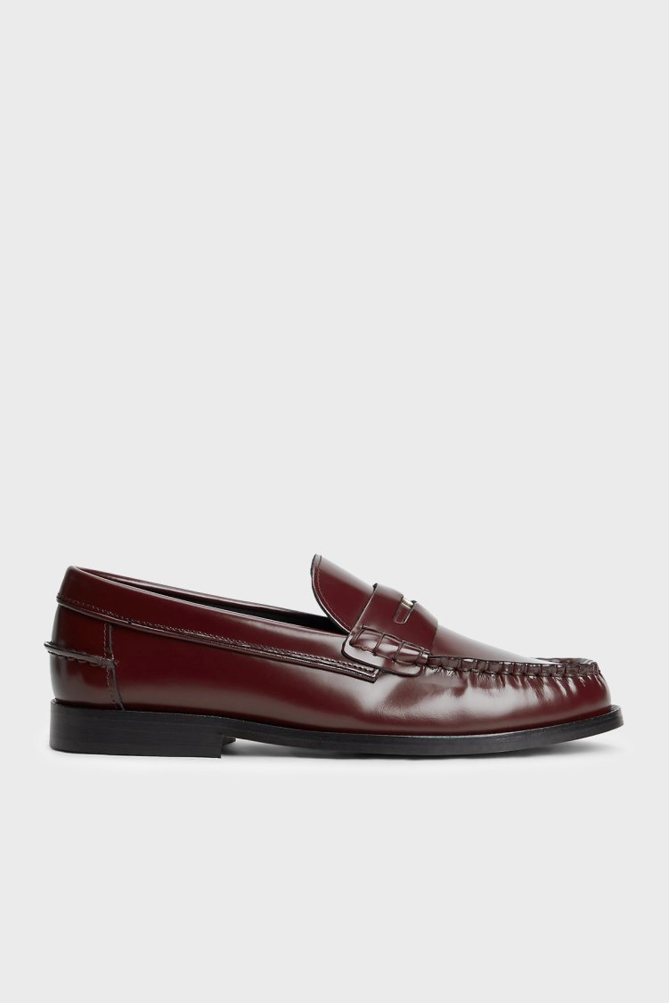 Tommy Hilfiger Logolu Loafer Kadın Ayakkabı FW0FW09257 XUT Bordo - Tommy Hilfiger