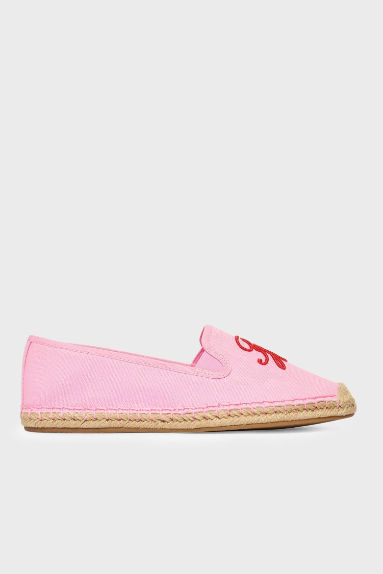 Tommy Hilfiger Logolu Nakış İşlemeli Kanvas Espadril Kadın Ayakkabı FW0FW09240 TOR Pembe - Tommy Hilfiger