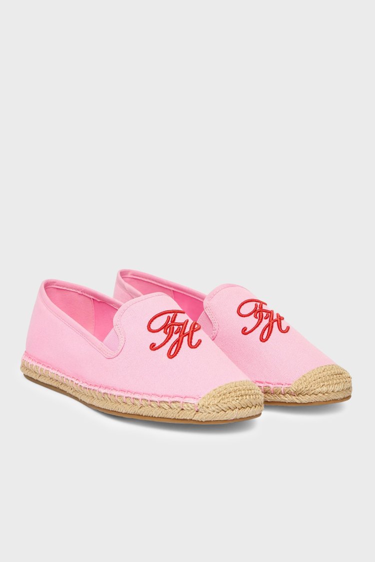 Tommy Hilfiger Logolu Nakış İşlemeli Kanvas Espadril Kadın Ayakkabı FW0FW09240 TOR Pembe - Tommy Hilfiger (1)
