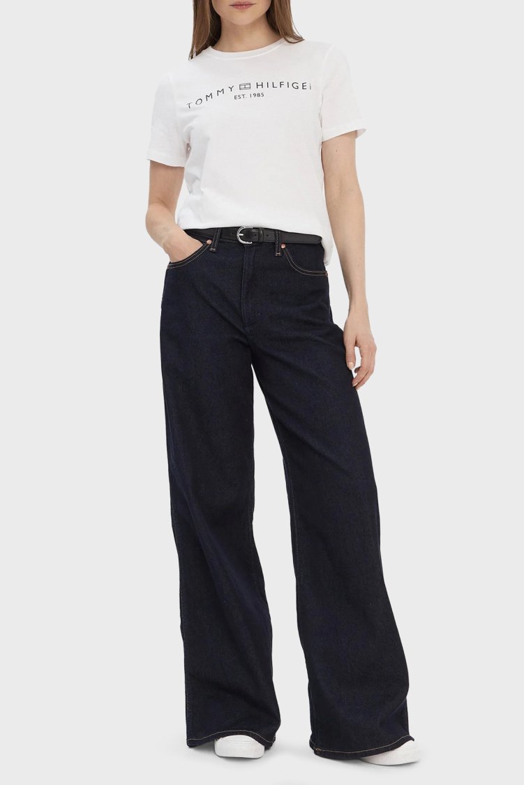 Tommy Hilfiger Logolu Pamuklu Regular Fit Bisiklet Yaka Bayan T Shirt WW0WW40276 YCF BEYAZ - Tommy Hilfiger (1)