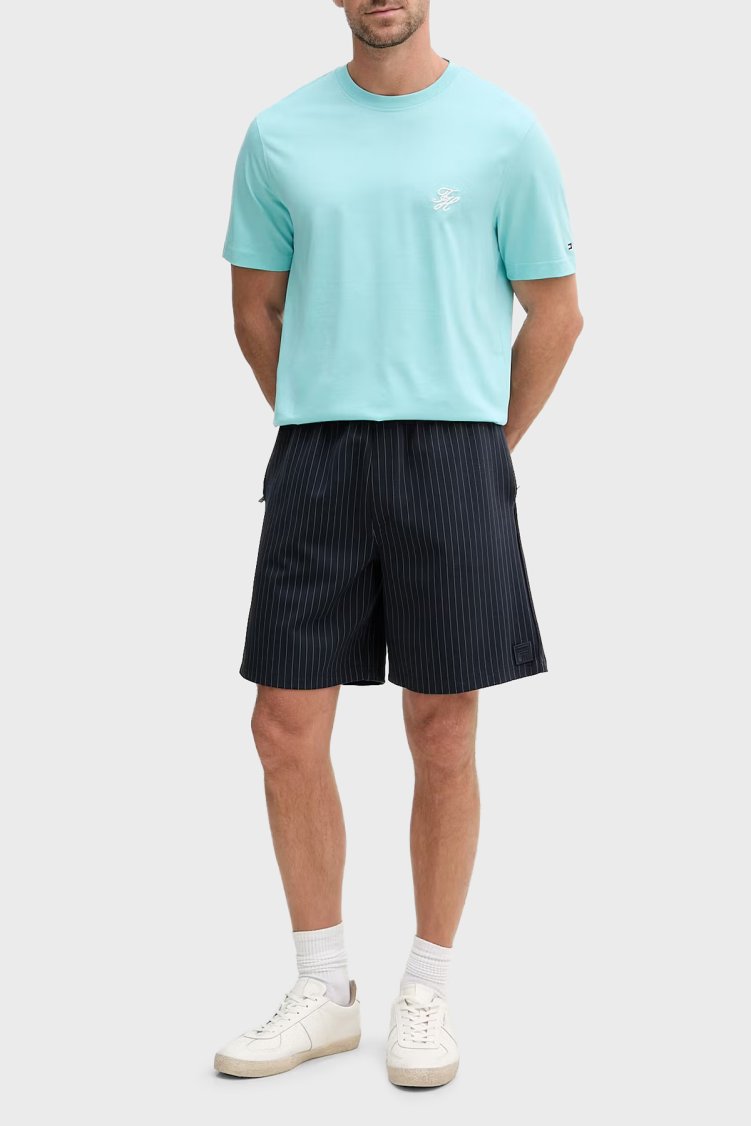 Tommy Hilfiger Logolu Pamuklu Regular Fit Bisiklet Yaka Erkek T Shirt MW0MW43066 CSR AQUA - Tommy Hilfiger (1)