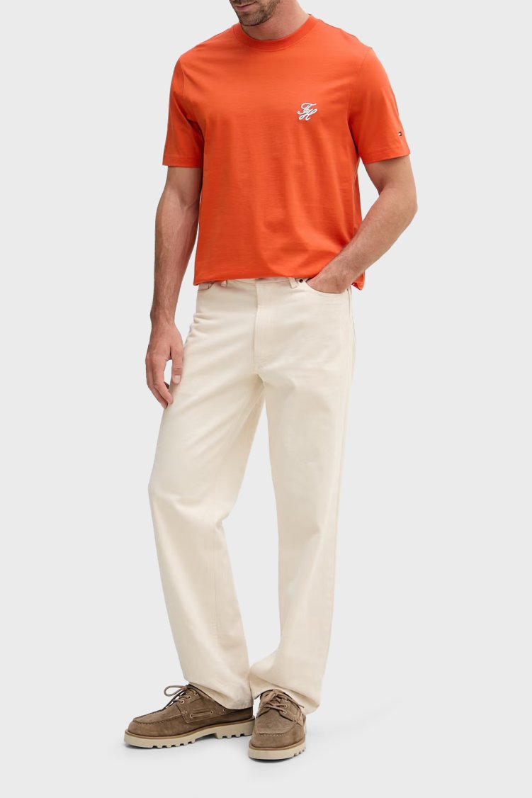 Tommy Hilfiger Logolu Pamuklu Regular Fit Bisiklet Yaka Erkek T Shirt MW0MW43066 SCX ORANGE - Tommy Hilfiger (1)