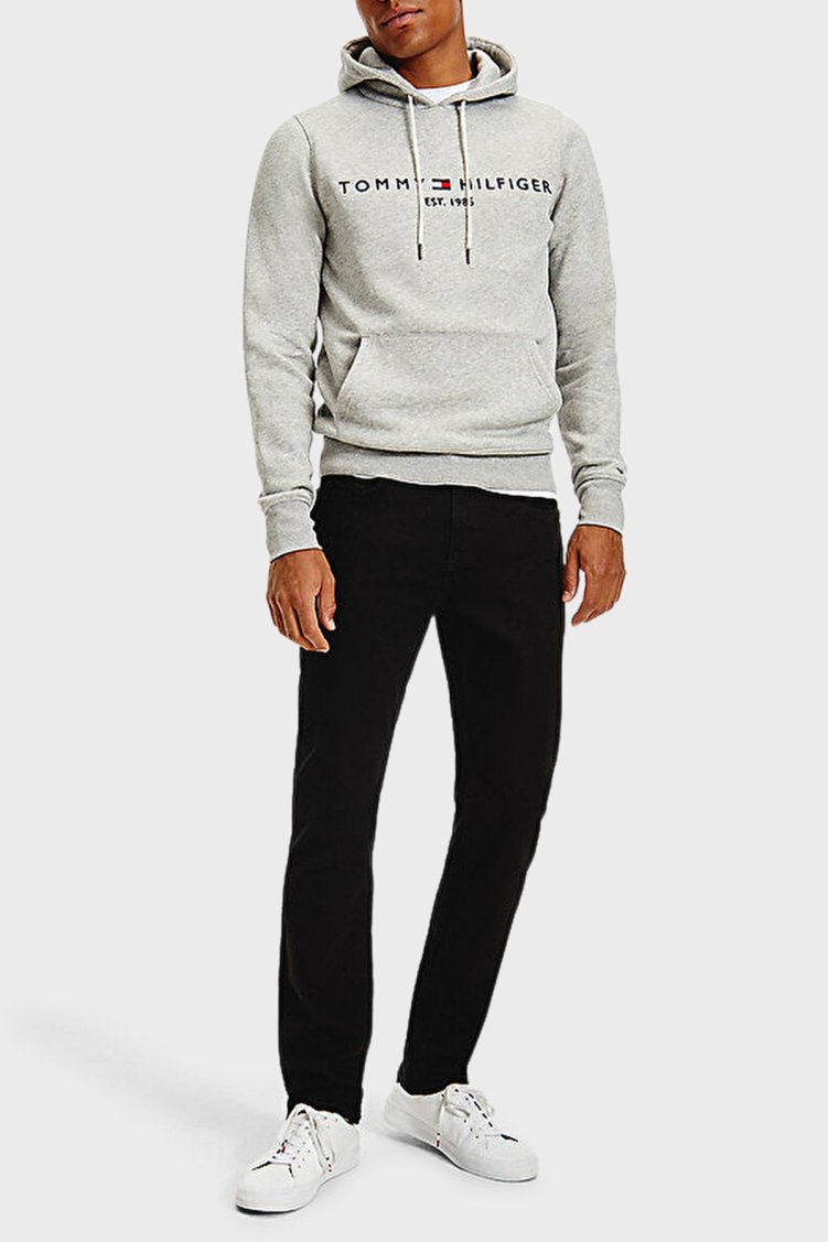 Tommy Hilfiger Logolu Pamuklu Regular Fit Kapüşonlu Erkek Sweat MW0MW10752 501 GRİ - Tommy Hilfiger (1)