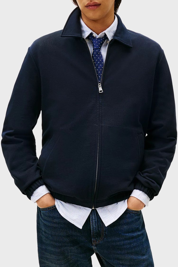 Tommy Hilfiger Logolu Pamuklu Regular Fit Klasik Yaka Erkek Ceket MW0MW41767 DW5 LACİVERT - Tommy Hilfiger