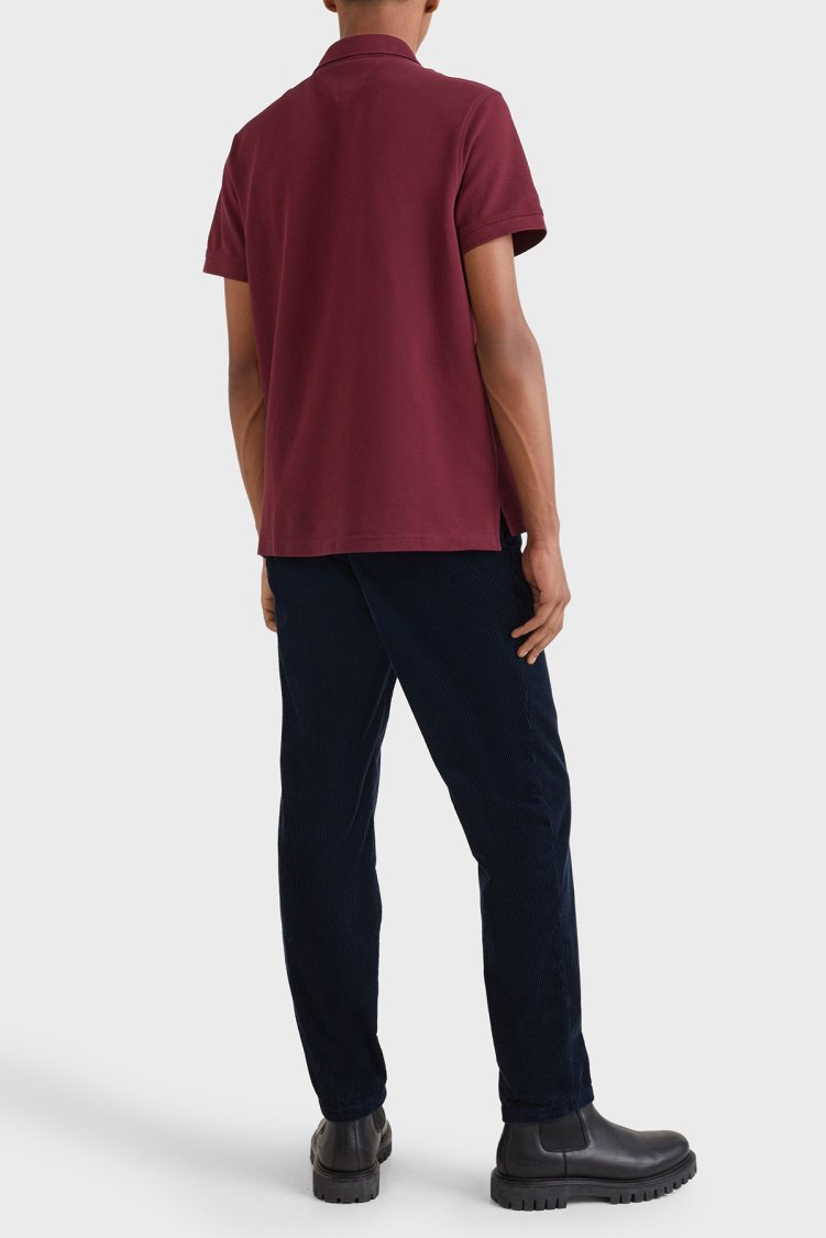 Tommy Hilfiger Logolu Pamuklu Slim Fit Erkek Polo Yaka T Shirt MW0MW17770 VLP BORDO - Tommy Hilfiger (1)
