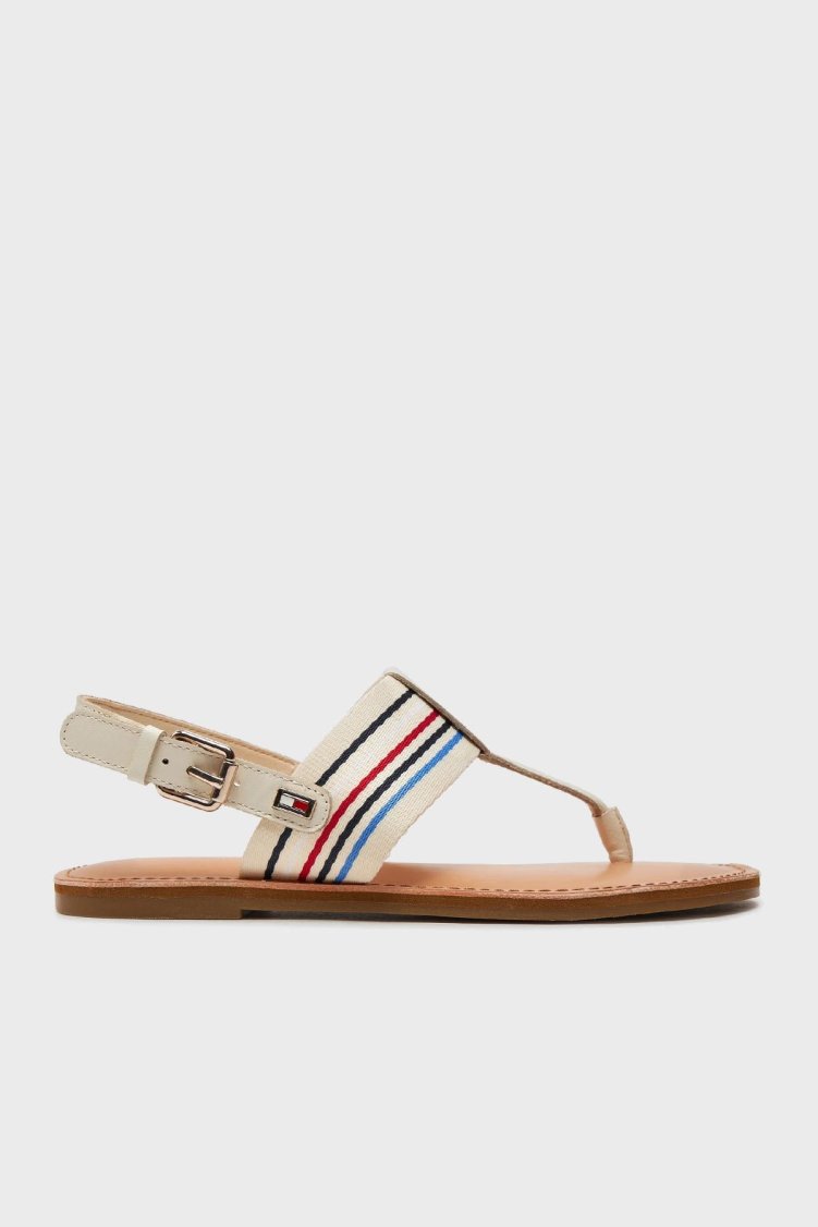 Tommy Hilfiger Logolu Parmak Arası Kadın Sandalet FW0FW07924 AEF BEJ - Tommy Hilfiger