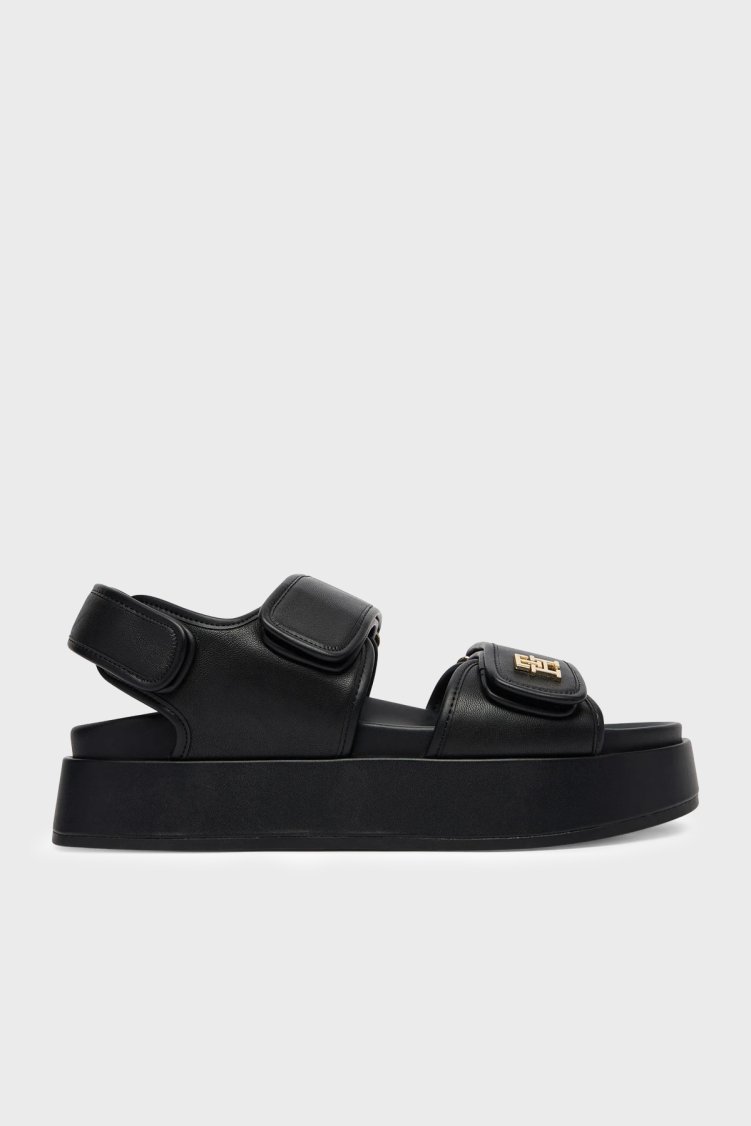 Tommy Hilfiger Logolu Platform Kadın Sandalet FW0FW09119 BDS SİYAH - Tommy Hilfiger