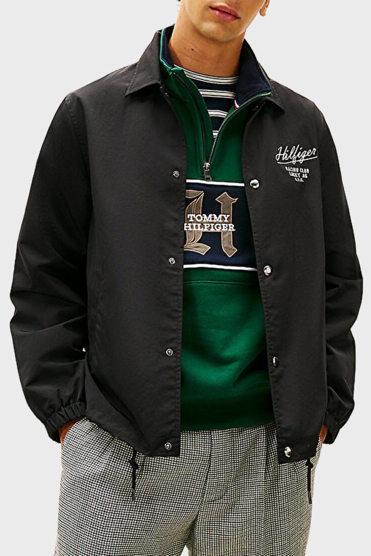 Tommy Hilfiger Logolu Regular Fit Çıtçıt Düğmeli Erkek Mont MW0MW41871 BDS SİYAH - Tommy Hilfiger
