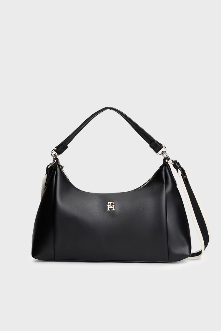 Tommy Hilfiger Logolu Sabit Askılı Kadın Çanta AW0AW18373 BDS SİYAH - Tommy Hilfiger