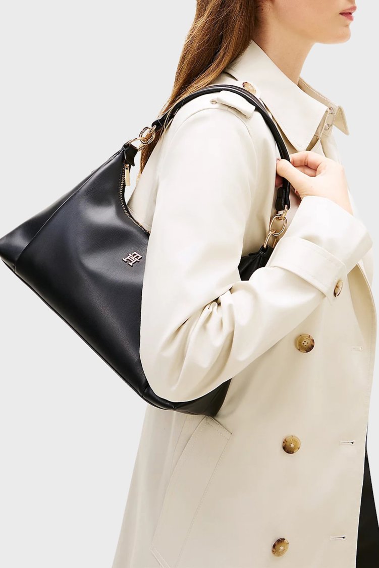 Tommy Hilfiger Logolu Sabit Askılı Kadın Çanta AW0AW18373 BDS SİYAH - Tommy Hilfiger (1)