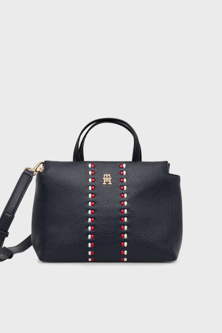Tommy Hilfiger Logolu Sabit Askılı ve Ayarlanabilir Askılı Kadın Çanta AW0AW18154 DW6 LACİVERT - Tommy Hilfiger