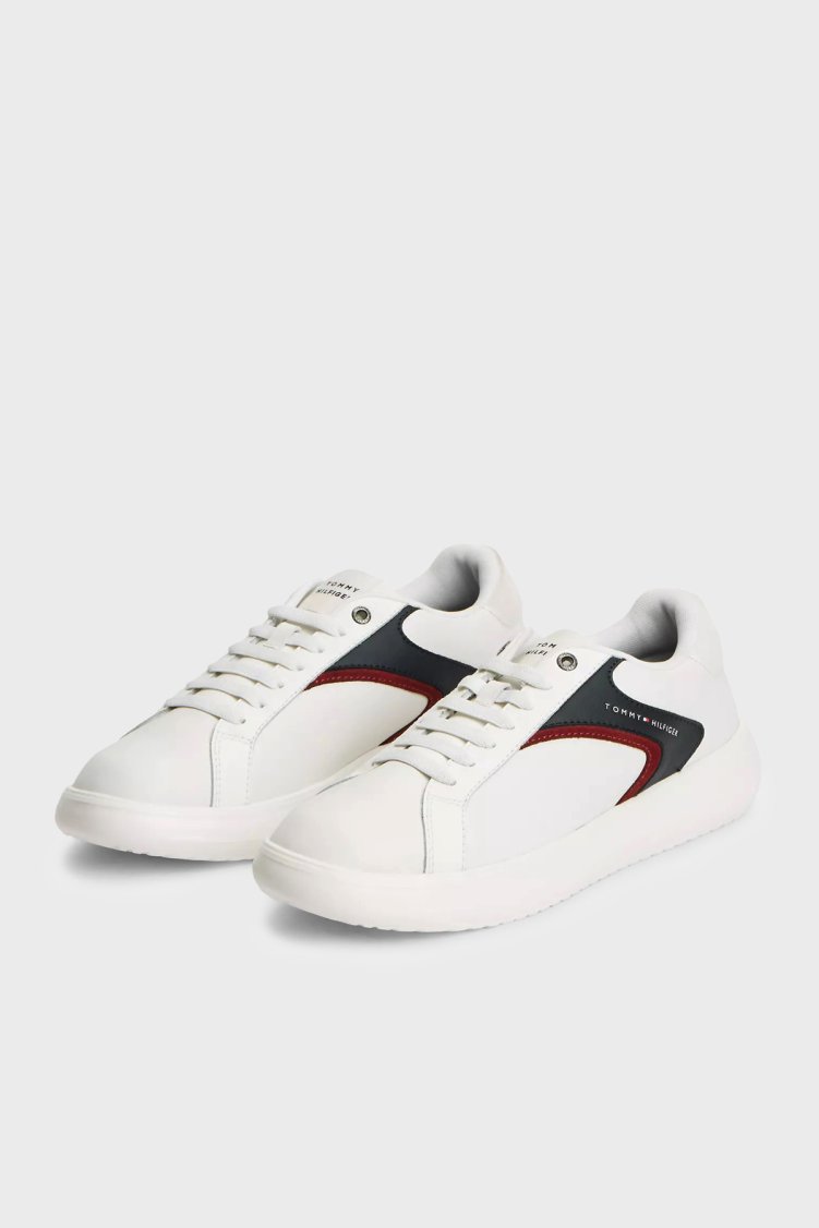 Tommy Hilfiger Logolu Sneaker Erkek Ayakkabı FM0FM05885 0GZ Beyaz-mavi - Tommy Hilfiger (1)