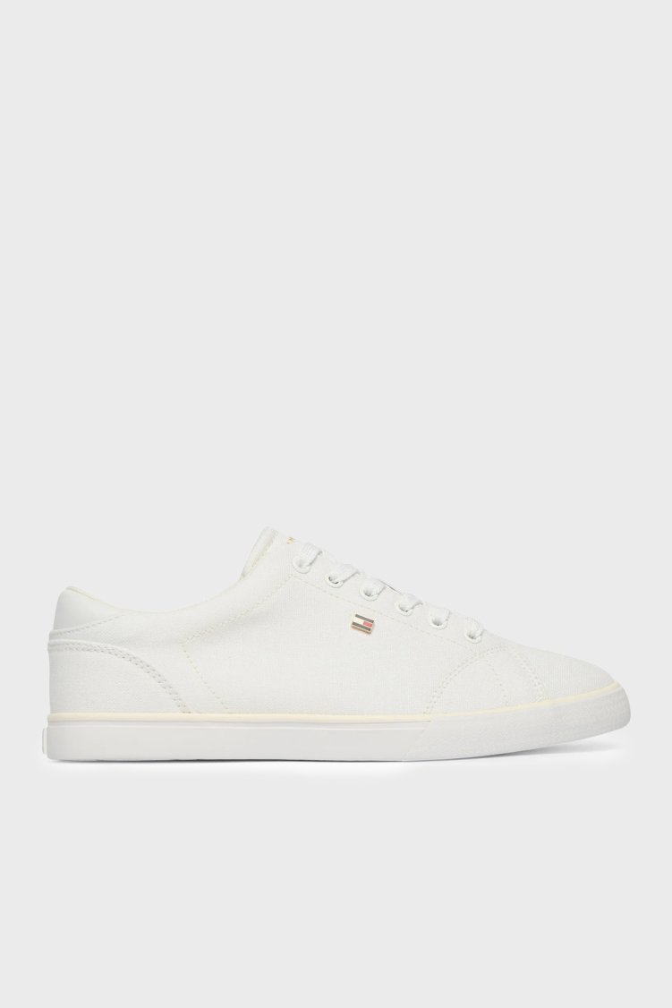 Tommy Hilfiger Logolu Sneaker Kadın Ayakkabı FW0FW09102 YBS BEYAZ - Tommy Hilfiger