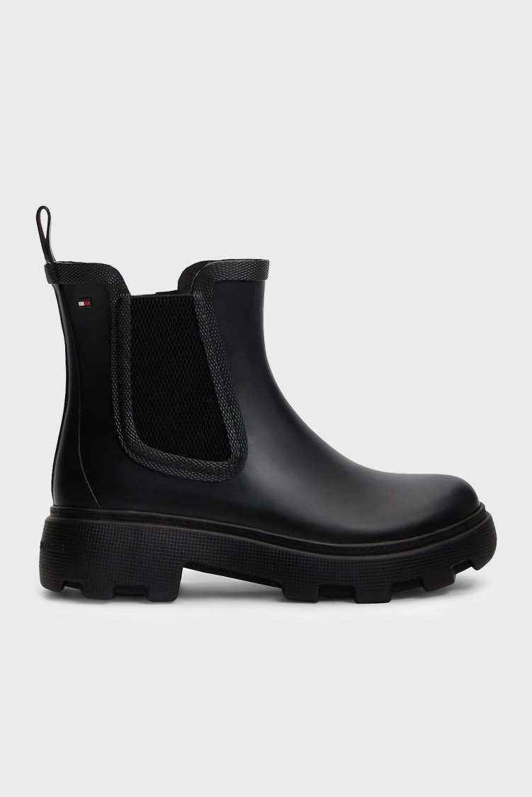 Tommy Hilfiger Logolu Yüksek Taban Kadın Bot FW0FW09387 BDS Siyah - Tommy Hilfiger