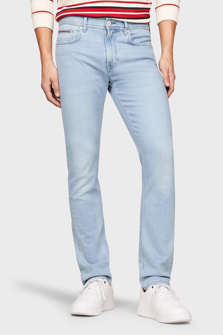 Tommy Hilfiger Normal Bel Slim Fit Jeans Erkek Kot Pantolon MW0MW31095 1AC AÇIK MAVİ - Tommy Hilfiger (1)