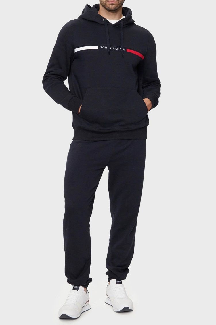 Tommy Hilfiger Pamuk Karışımlı Regular Fit Kanguru Cepli Kapüşonlu Erkek Sweat MW0MW37361 DW5 LACİVERT - Tommy Hilfiger (1)