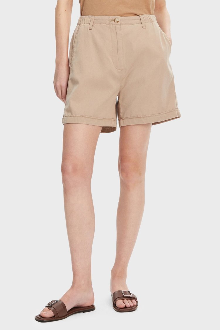Tommy Hilfiger Pamuk Karışımlı Regular Fit Normal Bel Cepli Bayan Short WW0WW44762 AEG BEJ - Tommy Hilfiger