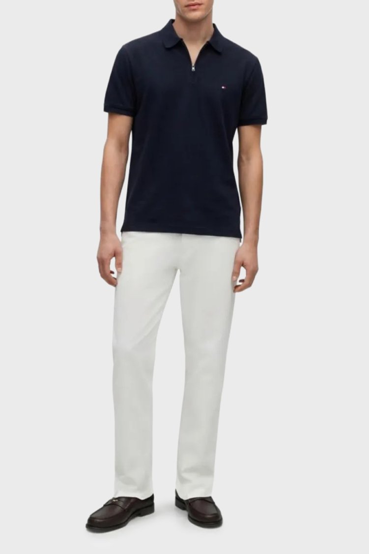 Tommy Hilfiger Pamuk Karışımlı Regular Fit Yarım Fermuarlı Erkek Polo Yaka T Shirt MW0MW43282 DW5 Lacivert - Tommy Hilfiger (1)